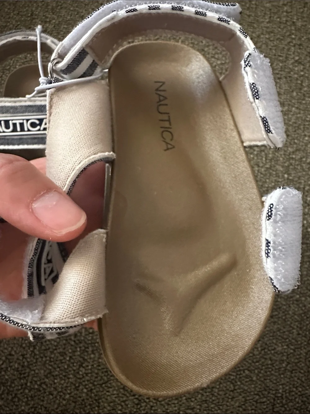 🆕 Nautica Kids Navy & White Striped Hook-and-Loop Sandals